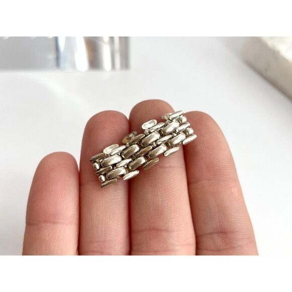 Chainlink Silver Toned Classic Cute Unisex Vintage Ring - sz 7 - Picture 4 of 8